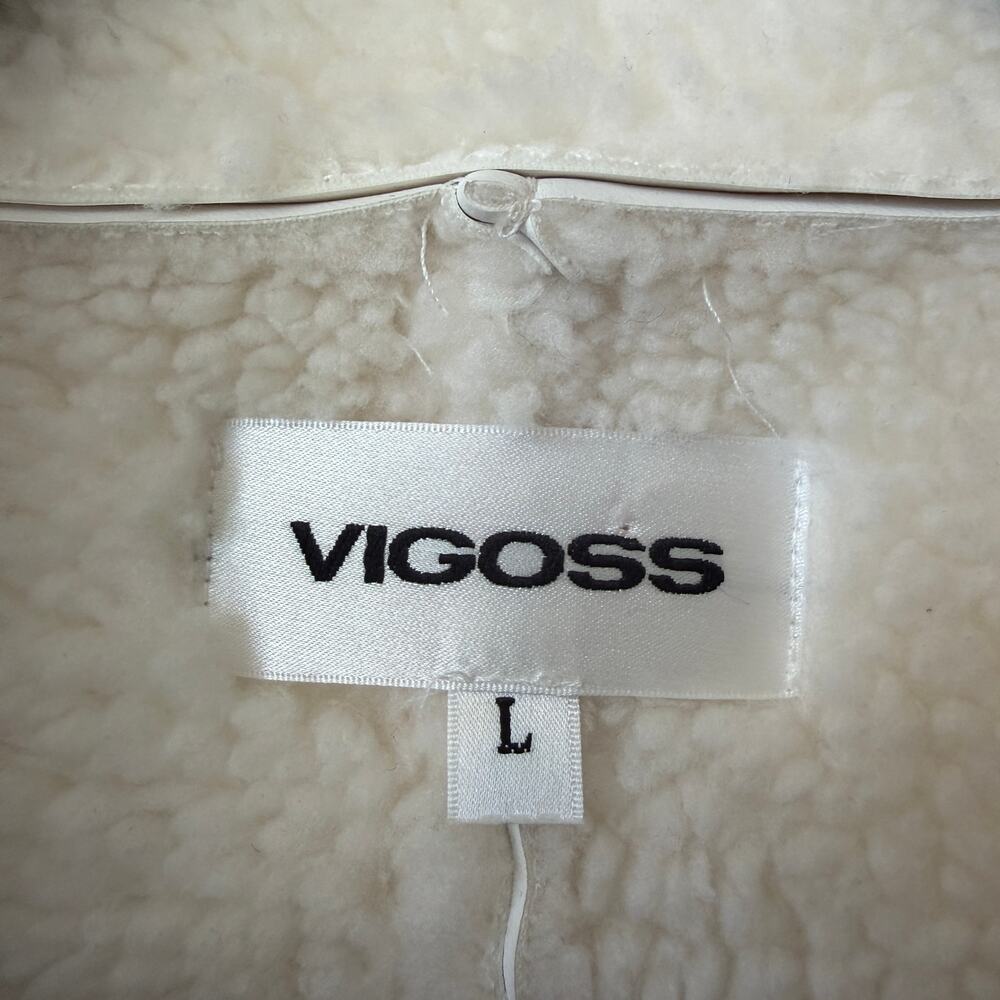 Vigoss Y2K White Vegan Leather Sherpa Moto Jacket Size L - Picture 5 of 7